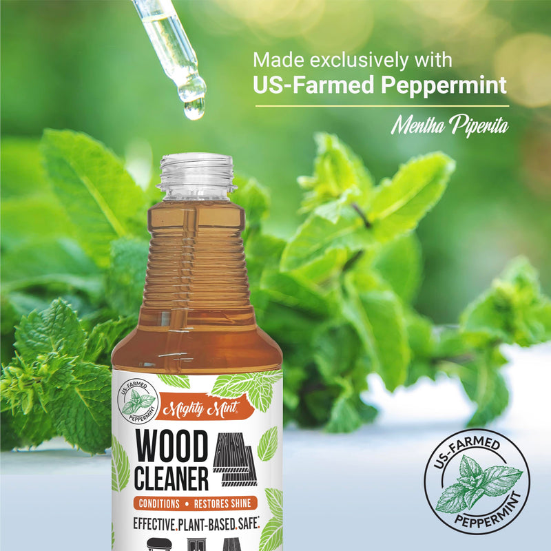 Mighty Mint Wood Cleaner and Conditioner, Non-Toxic, Spray Cleans and Renews Wood, Natural Peppermint Scent, 16oz - BeesActive Australia