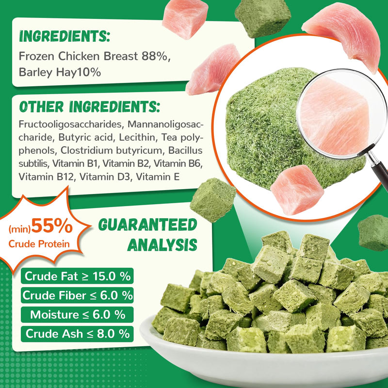 Cat Grass Treats for Indoor Cats, 60g Freeze-Dried Cat Teeth Cleaning Treats - Feline Grass Treаts for Hairball Control and Digestive Support with Probiotics & Prebiotics, Chicken Flavor