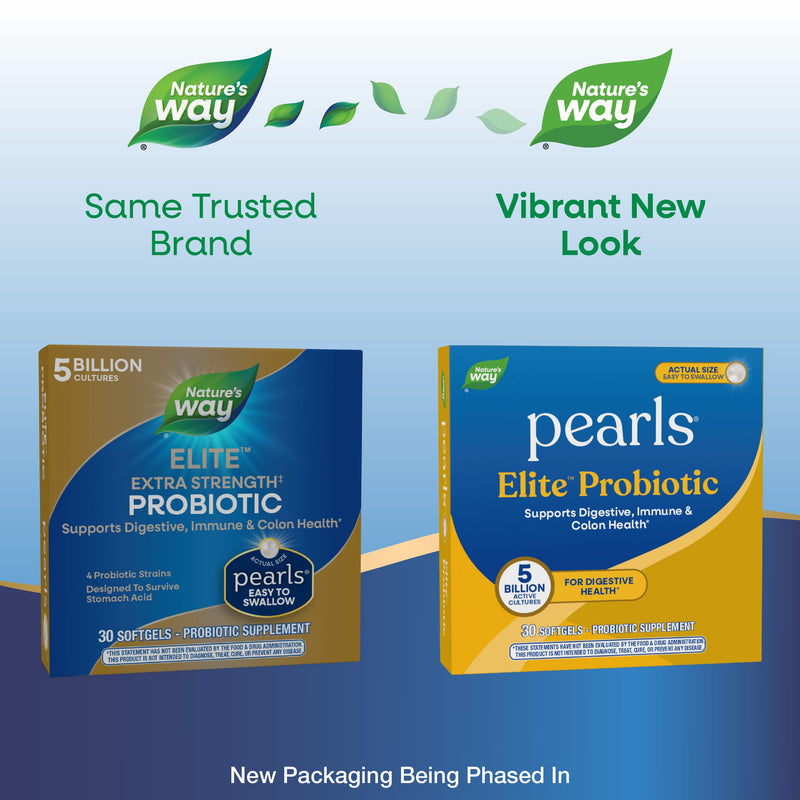 Nature's Way Pearls Elite Probiotic for Men and Women, 5 Billion, 30 ct | Supports Digestive, Immune, Colon Health*, 5 Billion Live Cultures, No Artificial Colors, No Refrigeration Required Unflavored 30 Count (Pack of 1)