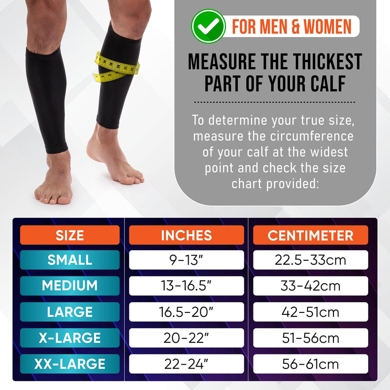 Calf Compression Sleeves for Men and Women - (2 Pair) Footless Compression Socks Support for Running, Cycling, Sports - Leg Sleeve Brace, Helps with Pain Relief Large Black (2 Pairs) - BeesActive Australia