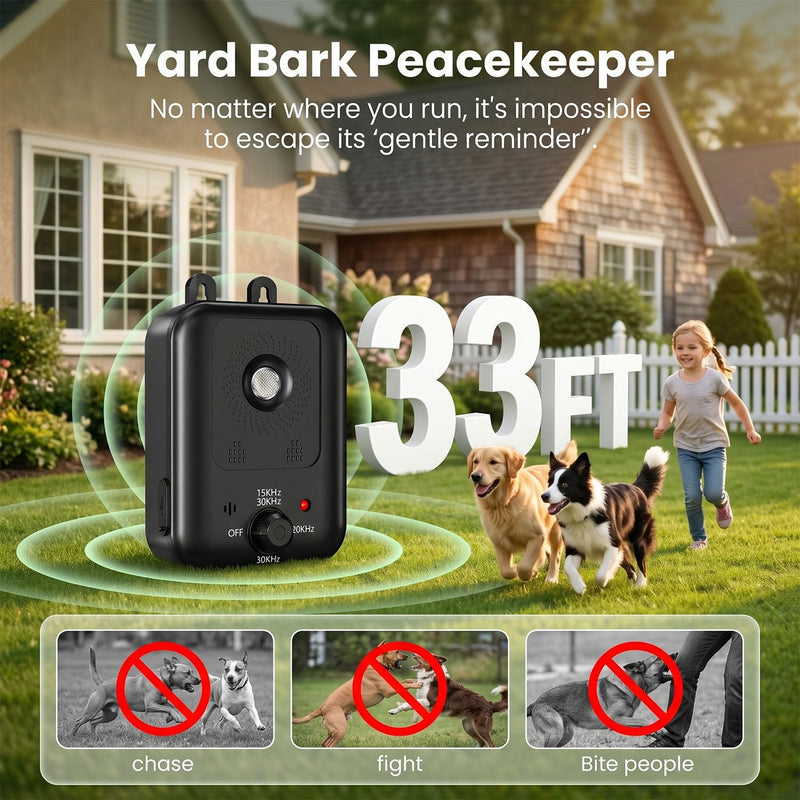 Anti Barking Devices, Ultrasonic Dog Bark Deterrent Devices Long Range 33ft, Barking Control Devices for Dogs Training, 3 Modes Ultrasonic Bark Box, Dog Barking Silencer Indoor/Outdoor