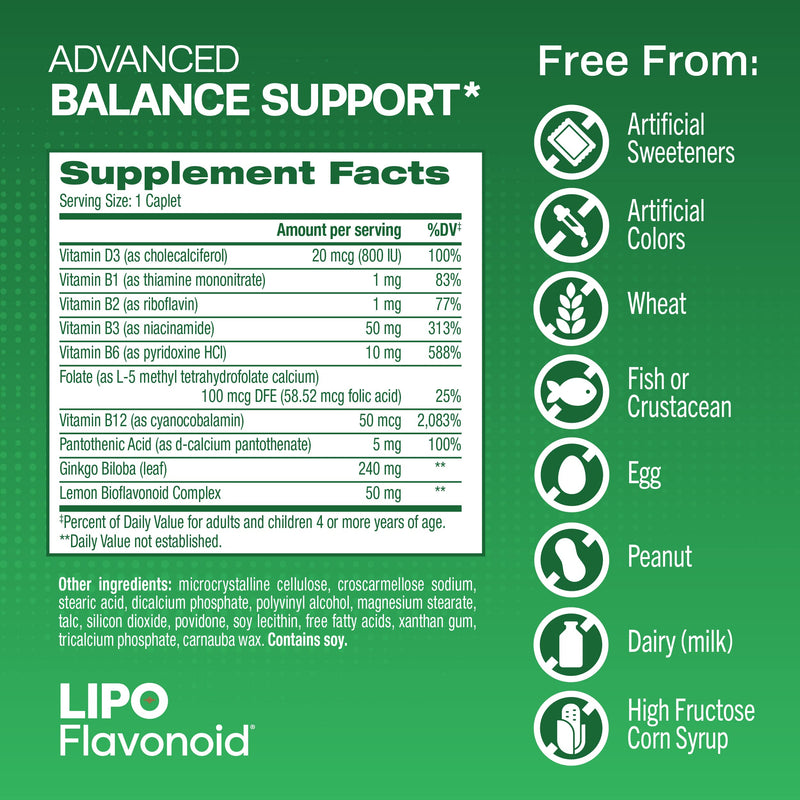 Lipo-Flavonoid Balance Support Supplement - Inner Ear Health & Vertigo Relief with Ginkgo Biloba, Bioflavonoids, & B Vitamins - Reduces Dizziness, Spinning, & Swaying - 30-Count Unflavored 30 Count (Pack of 1) - BeesActive Australia