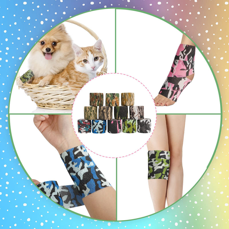 tonyg-p 12 Rolls Self-Adhesive Bandage Self-Adhesive Bandage Cohesive Bandage Elastic Fixing Bandage Pet Vet Wrap for Finger Wrist Knee Ankle Sprains and Swelling 5cm*4.5m - BeesActive Australia