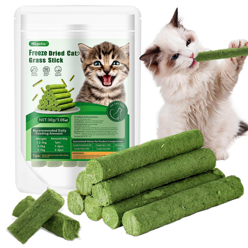 30g Cat Grass Sticks, Delicious Cat Grass Teething Stick Edible Cats Chew Toy Cat Treats Snack for Teeth Cleaning and Hairball Removal 30g