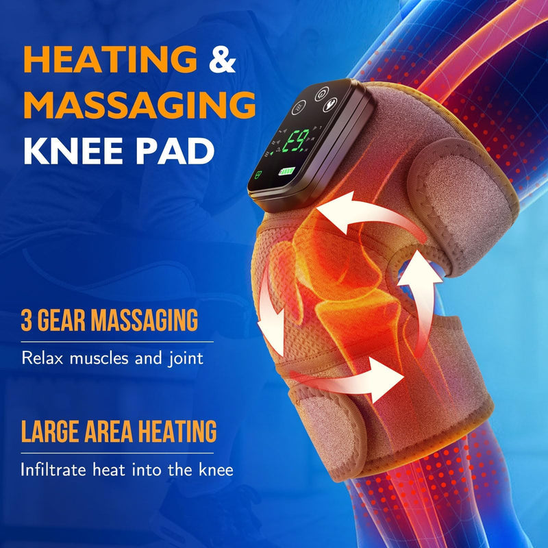 NORTHERN BROTHERS Knee Heating Pad for Pain Relief, Knee Massager with Heat and Vibration to Keep Knee Warmers, Heated Knee Brace for Relaxing Grey 1