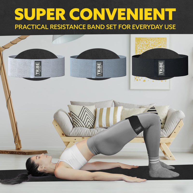 Tribe Lifting Fabric Resistance Bands for Legs - Workout Bands Resistance Bands for Men and Women - Booty Bands for Working Out - Exercise Bands Resistance Bands Set - Elastic Bands for Exercise Grey - BeesActive Australia