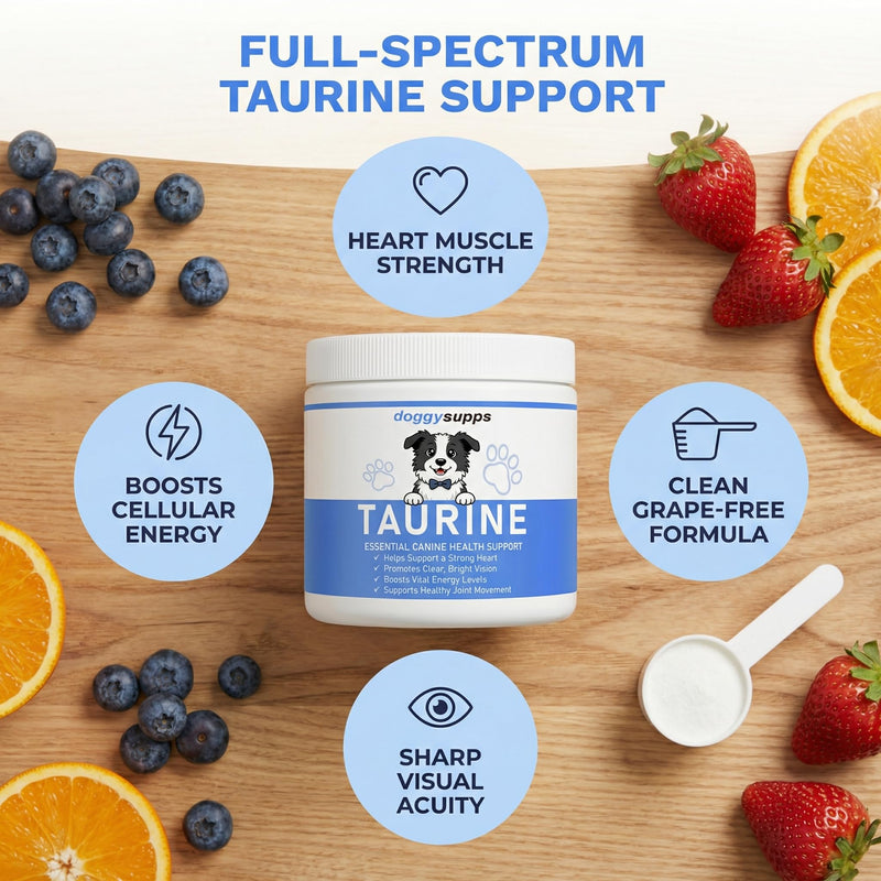 Doggy Supps Taurine, Doggy Supps Taurine Powder for Dogs, Unflavored, Easy-to-Mix Daily Supplement, Immune Support, Skin & Coat Health for Heart, Vision & Daily Wellness, 200 Grams (1)