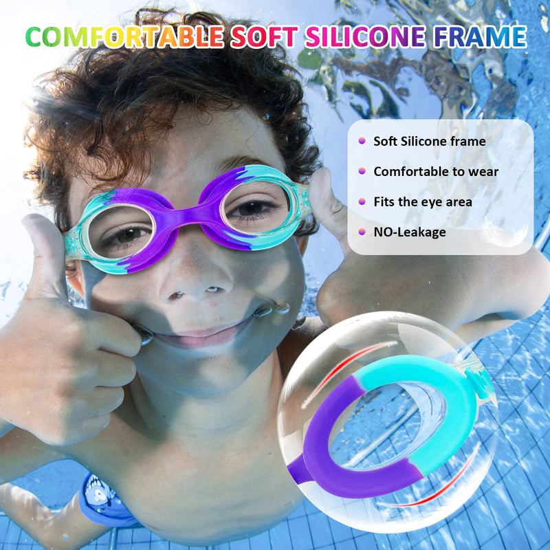 XDX Kids Swim Goggles 4-14, 4 Pack for Boys and Girls, Anti-Fog With UV Protection Multicolor-4pack-b - BeesActive Australia