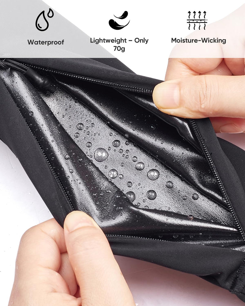 Running Belt with 400ml Water Bottle, Adjustable Running Fanny Pack with Phone Holder and Gym Towel, Waterproof Belt Bag for Women Men for Jogging Hiking Marathon (Black, M/L) - BeesActive Australia