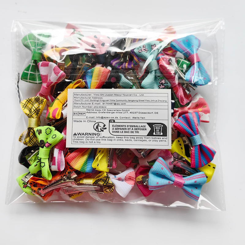 Chenkou Craft 50pcs/25pairs Puppy Yorkie Dog Hair Bows with Clips Pet Grooming Products Mix Colors Varies Patterns Pet Hair Bows Dog Accessories - BeesActive Australia