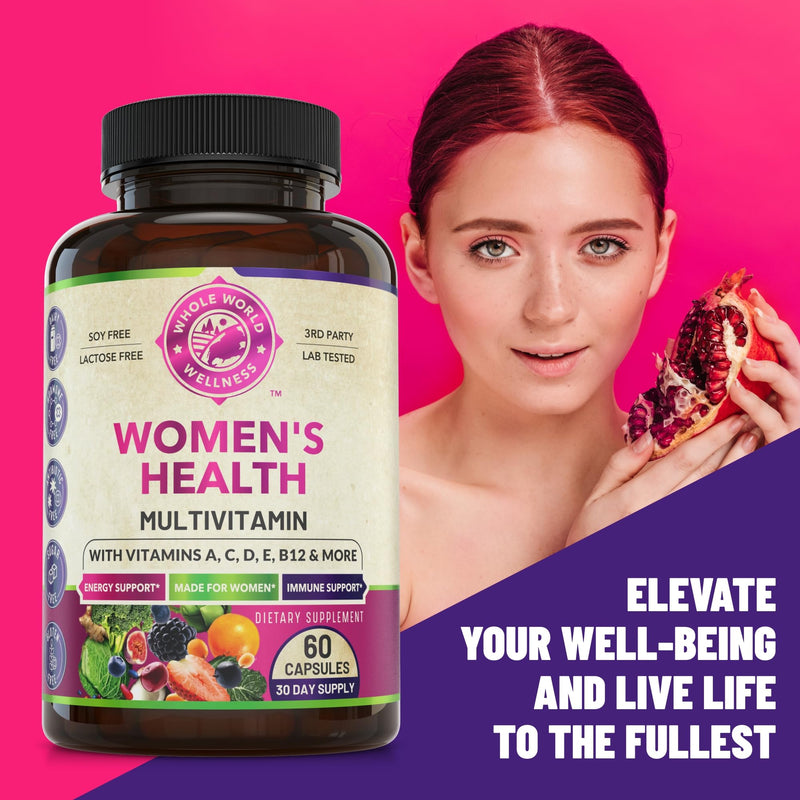 Womens Daily Multivitamin Multimineral Supplement for Energy, Mood, Focus, Hair, Skin & Nails. Made for Women with 30+ Nutrients, Fruit & Energy Blend. Womens Vitamins, USA Made.