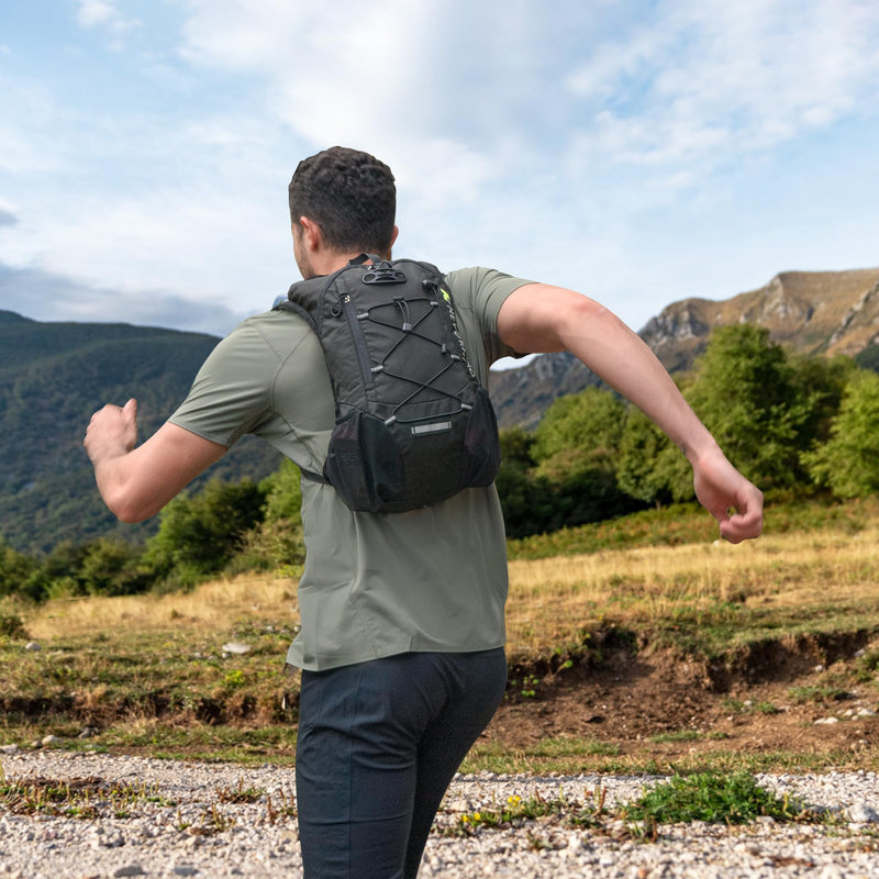 Lightweight Hydration Backpack, Running Backpack with 2L Water Bladder, Hydro Water Daypack for Cycling Hiking Rave for Men Women Black