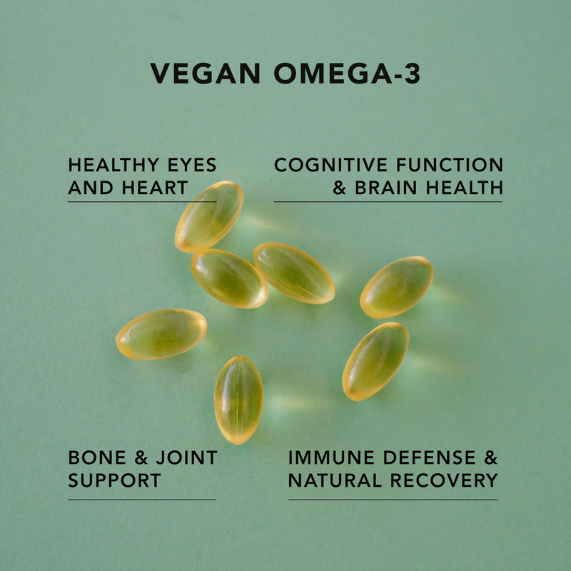 AMANDEAN Vegan Omega-3 Supplement, Algal Oil Algae DHA EPA Softgels, 60ct | Algal oil, plant-based fish oil alternative; vegetarian omega 3, DHA & EPA 60 Count (Pack of 1)