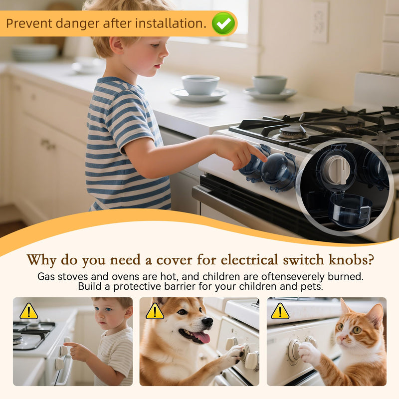 2025 Upgraded Gas Stove Knob Covers Locks for Child and Kids Safety, Universal Size Gas Stove Knob Cover with 3M Adhesive, Baby Proof Prevent Accidental -4 Pack 4 Pack Black - BeesActive Australia
