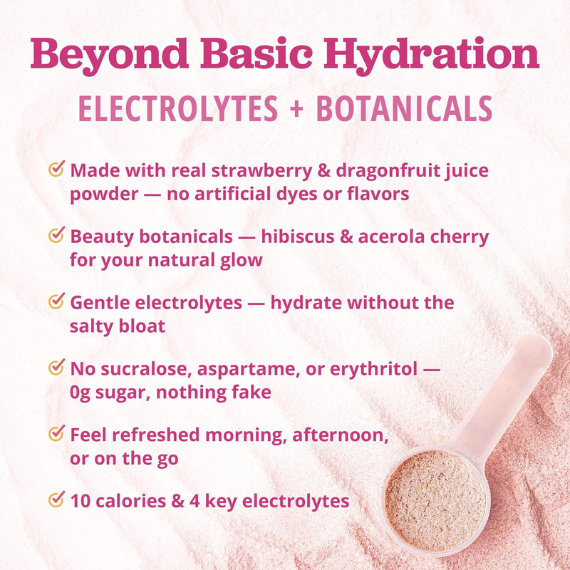 PuriVibe Hydration Lemonade Electrolyte Powder, Strawberry Dragonfruit | Juice Bar-Inspired Hydration Lemonade with Gentle Electrolytes, Real Fruit Powders, Hibiscus, Acerola, and Vitamin C