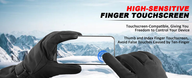 Heated Gloves for Men & Women - Waterproof & Touchscreen with AA Battery Box for Non-Slip Warmth in Skiing, Hunting, Fishing, Cycling & Outdoor Work Large