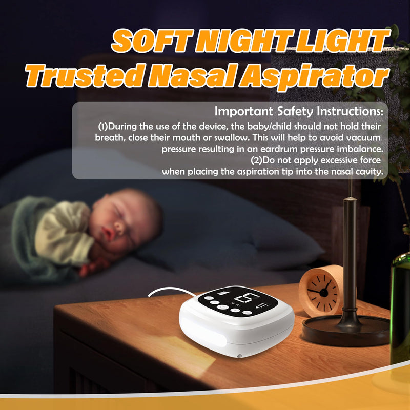 TopQuaFocus Electric Baby Nasal Aspirator, Nose Sucker for Toddler, 9 Levels Suction Power for Children's Nasal Cleans, Soothing Night Light and Nursery Rhyme, 5 Silicone Tips - BeesActive Australia