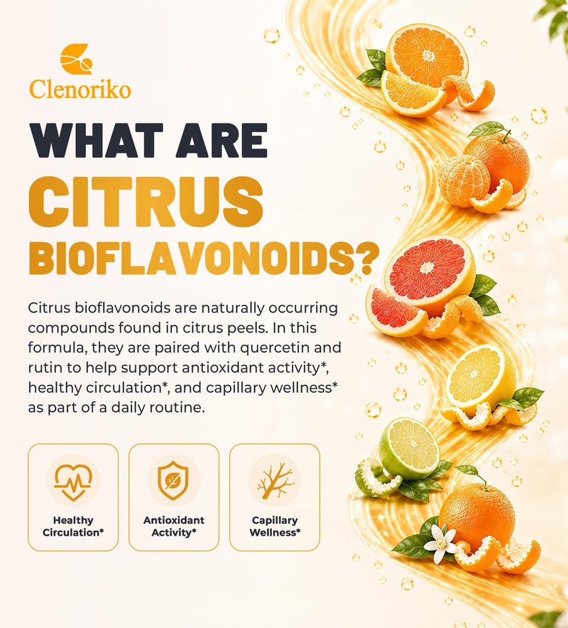 Citrus Bioflavonoids 1000mg with Quercetin & Rutin - Bioflavonoids for Antioxidant & Circulation*, Flavonoids Supplements - Standardized to 50% Hesperidin, 120 Capsules (60-Day Supply) 120 Count (Pack of 1)