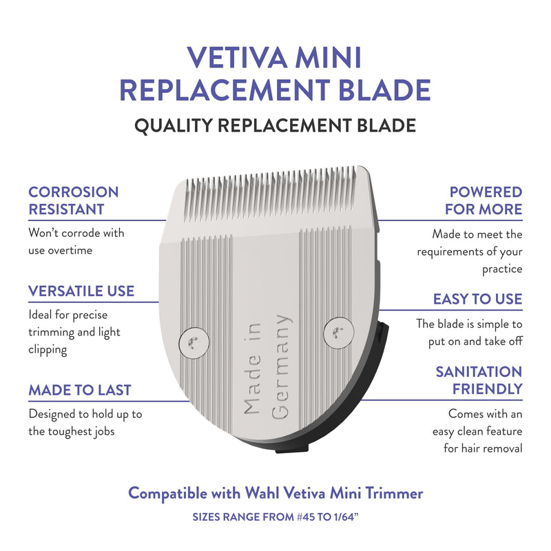 WAHL Professional Animal Vetiva Replacement Blade for The Vetiva Veterinary Mini Trimmer (02168), Silver - BeesActive Australia