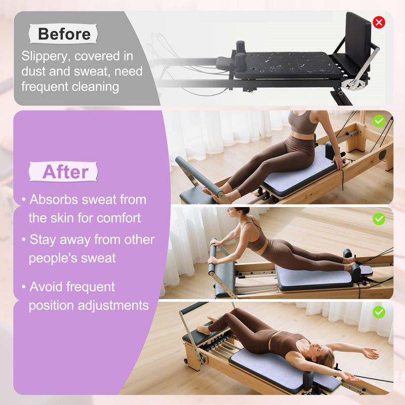 Pilates Reformer Mat Non Slip, Pilates Reformer Cover Towel, Sweat-Wicking Mats Accessories, Foldable Washable Pilates Machine Mat Cover for Home, Studio, Gym Fitness
