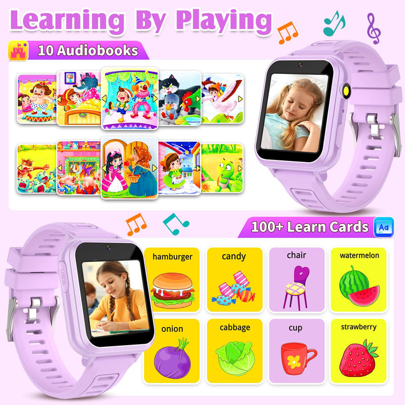 Smart Watch for Kids with 39 Games,Camera,Video,Music Player,Recorder,Alarm,Pedometer,Flashlight,Stopwatch,HD Touch Screen,Borthday Gift Toy for Girls Ages 3-12(Purple) purple