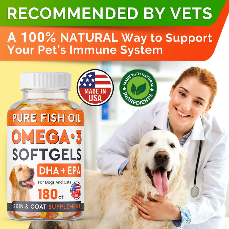 STRELLALAB Omega 3 Salmon Oil + Softgels Bundle – Skin, Coat & Itch Relief + Joint & Heart Support – EPA & DHA Fatty Acids – 8 Fl Oz Liquid + 180 Softgels – Reduce Shedding – Made in USA