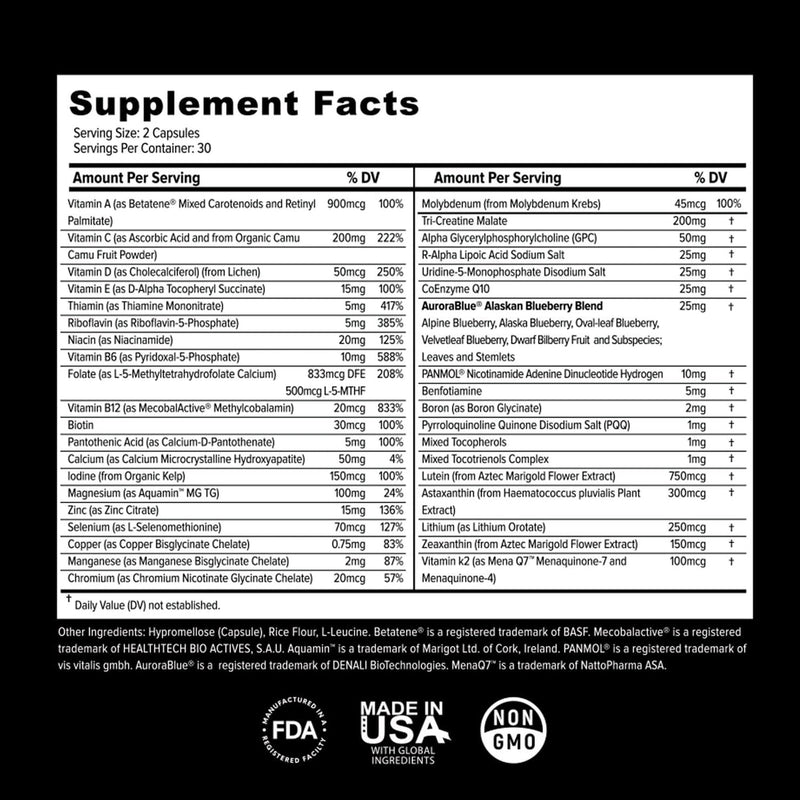 Primitive Scientific Whole Food Daily Essential Multivitamins for Adults and Seniors - 2X a Day - Vitamin A, C, D, E, B12 and Minerals - Natural and Holistic Support (60 Capsules)