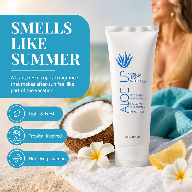 ALOE UP After Sun Light Moisturizer, Aloe Vera & Vitamin E, 4 oz | Lightweight after-sun moisturizer; Aloe vera + vitamin E; Soothing & fast-absorbing; Mineral oil free