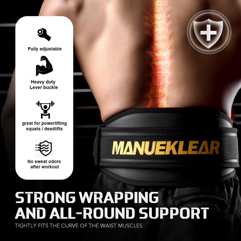 Weight Lifting Belt, Lifting Belts for Women Men,MANUEKLEAR Weightlifting Belt Quick Locking Back Support for Bodybuilding, Fitness, Powerlifting, Cross Training, Squats, Workout, Exercise L（36-41inches） Midnight Black