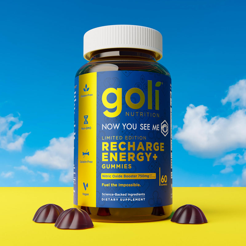 Goli Recharge Energy+ Gummies, Nitrosigine® Bonded Arginine Silicate, Vitamin C & Vitamin B6, 60 Gummies, Vegan, Non-GMO, Gluten-Free, Gelatin-Free