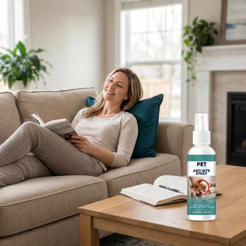 No Chew Spray for Dogs | 3.38oz Bitter Apple Spray for Dogs | Safe, Non-Toxic Chewing Deterrent | Stop Licking, Biting & Destructive Behavior, Protect The Safety of Furniture and Your Belongings