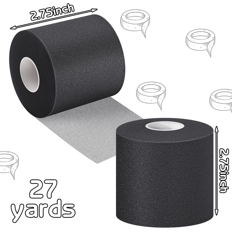 Nuanchu 12 Pcs Pre Wrap Athletic Tape, 2.75inch x 30 Yards Foam Sport Underwrap Tapes Prewrap Tape for Hair Wrists Hands Ankles Knees Women Man Hiking Running(Black) Black - BeesActive Australia