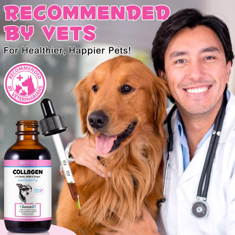 2Pack Collagen for Dogs 60ml,Liquid Dog Collagen Drops with Biotin, MSM-Supports Smooth Digestion,Joints, Skin & Coat,Liquid Supplement,Tasty Bacon-Flavored 60ml (Pack of 2)