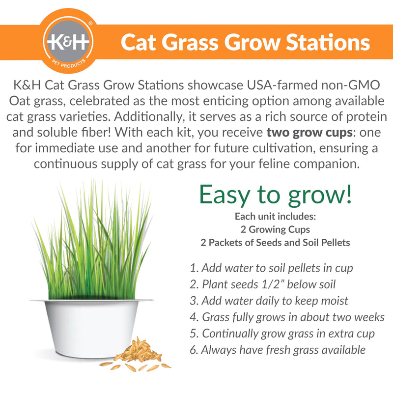 K&H Pet Products EZ Mount Grow Station Cat Grass for Indoor Cats, Healthy Home Grown Oat Grass Kit Mounts to Windows, Pairs Purr-fectly with Window Perches, Farmed in USA Non-GMO - 1 Refill Included - PawsPlanet Australia
