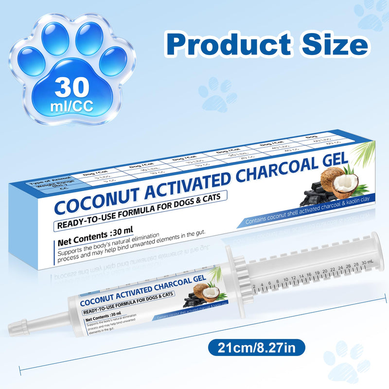 Activated Charcoal for Dogs & Cats 30 ml (2 Tubes), Pet Emergency Toxin Absorber, Digestive Health Support, pet First Aid Kit Essential for Multi-Pet Households 2*30 ml