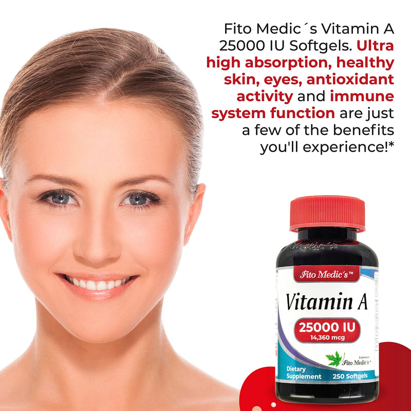 FITO MEDIC'S Lab - Vitamin a 25000 iu softgels - 250 Softgels- Ultra high Absorption, Healthy Skin & Eyes, Antioxidant Activity & Immune System Function. - BeesActive Australia