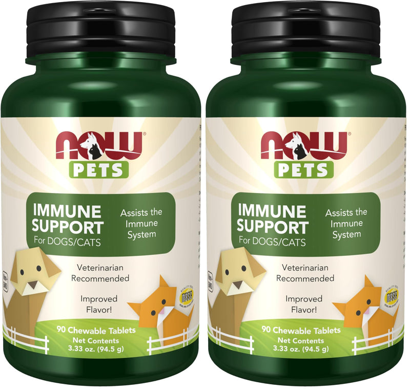 Now Pet Health, Immune Support Supplement, Formulated for Cats & Dogs, NASC Certified, 90 Chewable Tablets (Pack of 2) 90 Chewables (Pack of 2)