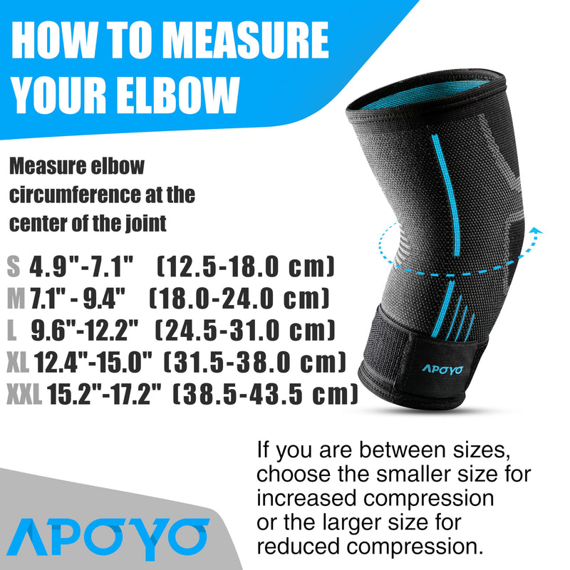 APOYO Elbow Brace for Tendonitis and Tennis Elbow, (Pair) Compression Sleeve for Arthritis, Workouts, Reduce Joint Pain During Fitness Activity (XX-Large) XX-Large Blue (Pair)