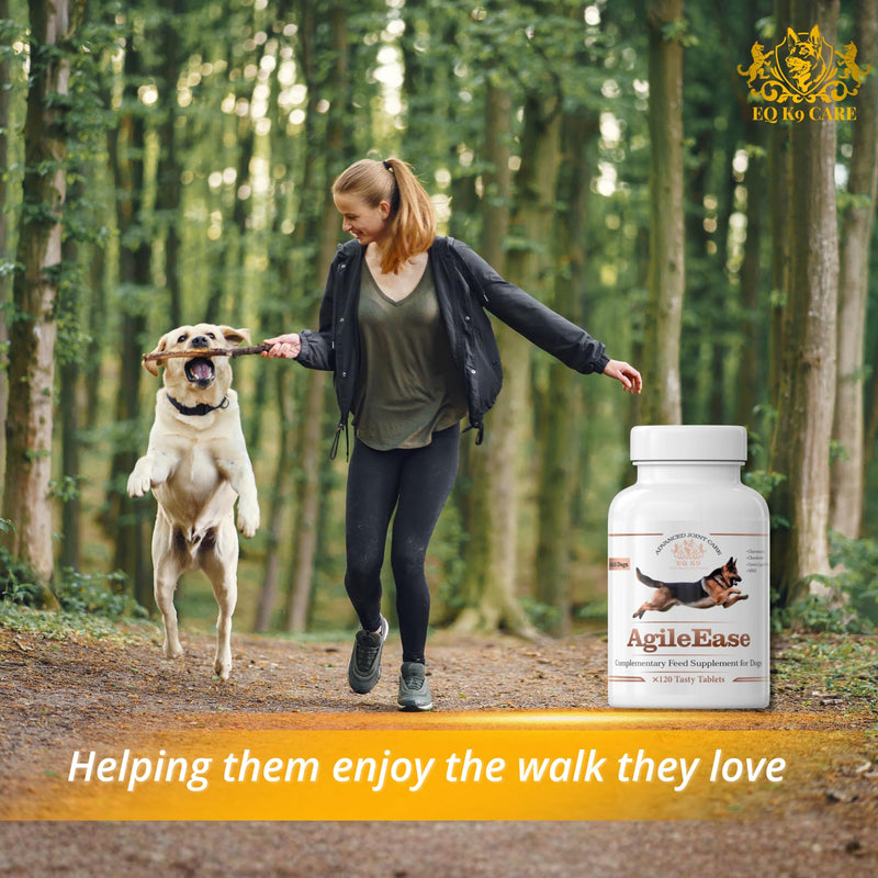 EQ K9 AgileEase Hip & Joint Supplements for Dogs (Senior & Adult), Advanced Joint Care with Glucosamine, MSM, Chondroitin & Green Lipped Mussel, Hyaluronic Acid Dog Joint Supplements,60Tablets 60