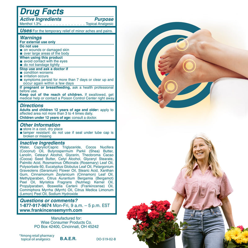Frankincense & Myrrh Foot Pain Relief Cream - Intensive Foot Therapy Lotion - Diabetic Nerve Pain Relief Cream | Restless Leg Syndrome | Frankincense Essential Oil, 3 Ounce (1-Pack) 3 Ounce (Pack of 1) - BeesActive Australia