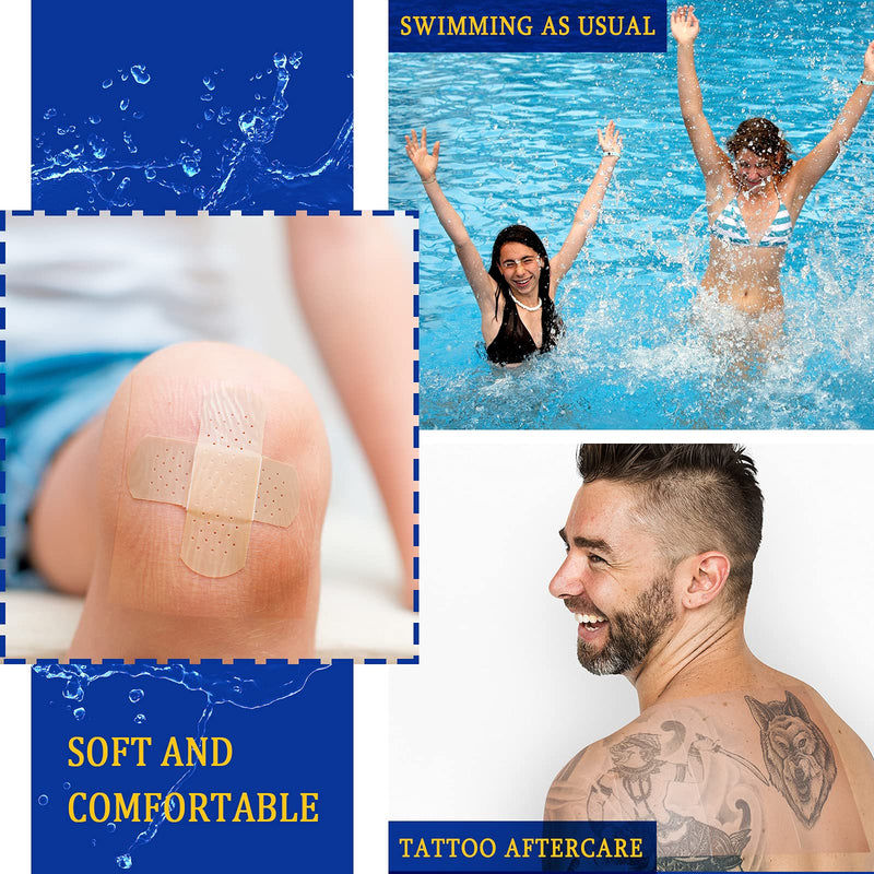Nuanchu 9 Rolls Tattoo Aftercare Bandage Waterproof Transparent Stretch Adhesive Bandages Tape Clear Tattoo Film Wrap for Swimming, 3 Sizes(2 Inch, 4 Inch, 6 Inch Wide) 2 Inch, 4 Inch, 6 Inch Wide - BeesActive Australia
