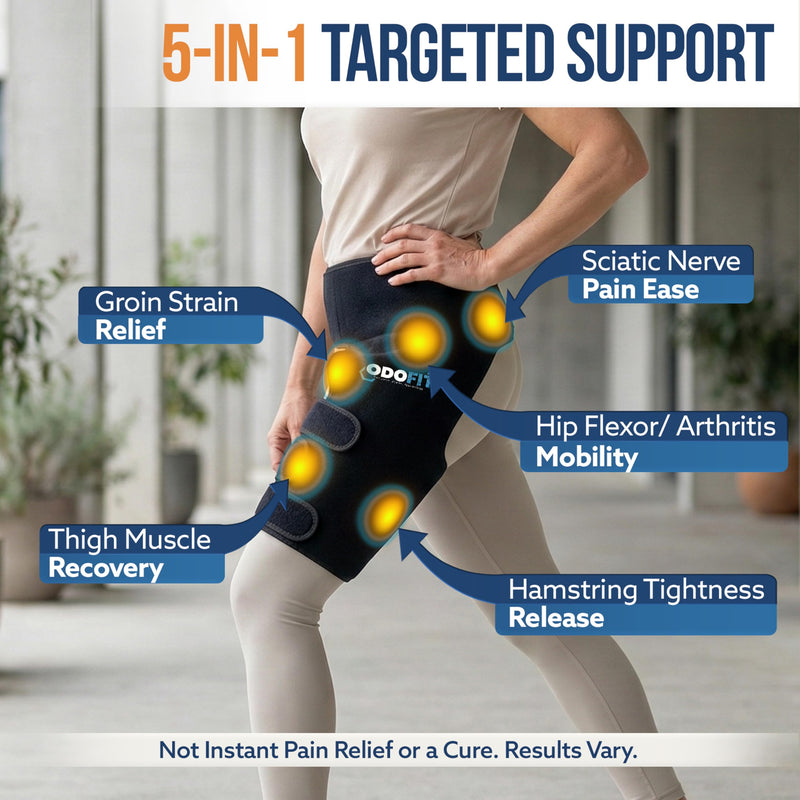 5 in 1 Hip Brace for Women Men Sciatica Pain Relief Devices - Adjustable Groin, Hip Flexor Compression Wrap for Comfortable Thigh, Hamstring & Sciatic Nerve Support, Improved Mobility & Recovery REGULAR LEFT LEG