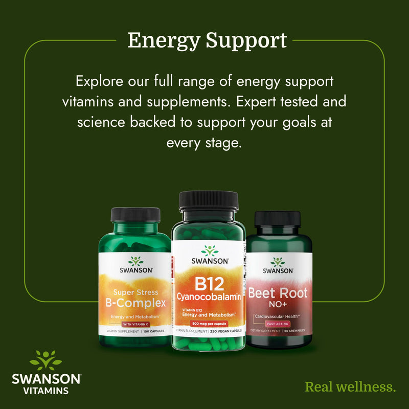 Swanson Vitamin B12 Cyanocobalamin 500 mcg, 250 Vegan Capsules | Aids Nervous System and Cardiovascular Health, Supports Red Blood Cell Production*, Non-GMO and Gluten Free 250 Count (Pack of 1)