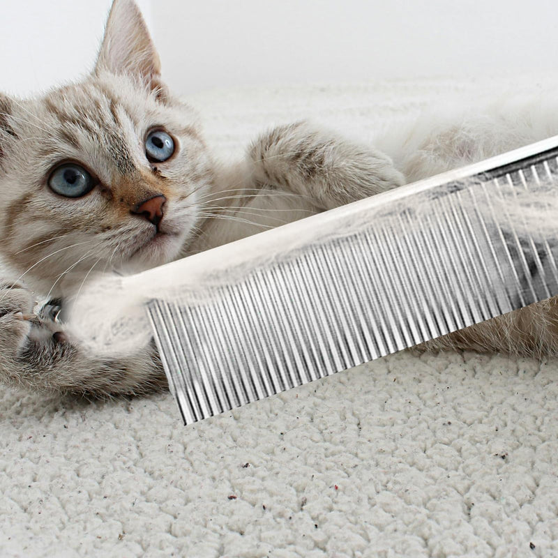 2PCS Dog and Cat Brush, Stainless Steel Dog Grooming Comb Kit, Detangler Deshedding Brush for Long Haired Dogs＆Cats, Dog Tangles Metal Comb＆Knots Hair Remover for Dog＆Cat Undercoat 6.4" 7.5" - BeesActive Australia