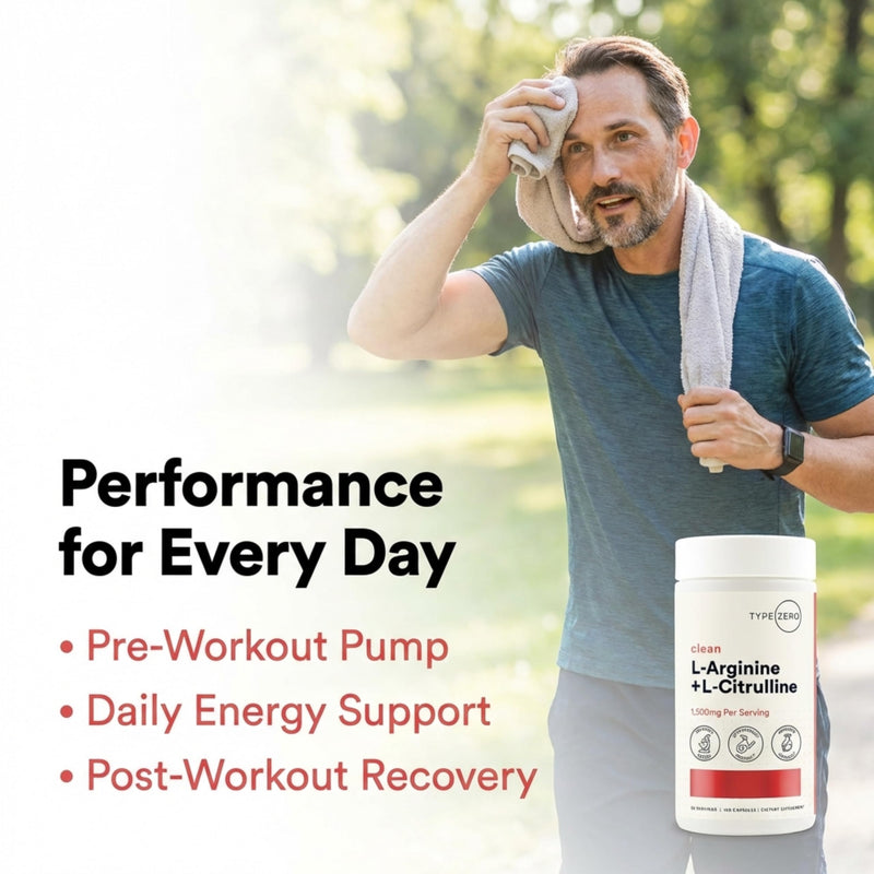 Type Zero L-Arginine + L-Citrulline Supplement (1500mg) 180 Capsules | Nitric Oxide Booster, Clean, Keto-Friendly, GMO-Free, 90 Servings