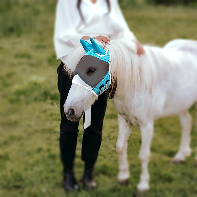 Horse Fly Mask with Ears, UV Protection, and Elasticity Comfortable and Breathable，Super Comfort Horse Fly Mask with Full Face Coverage，Maximum Protection and UV Shielding (Small) - BeesActive Australia