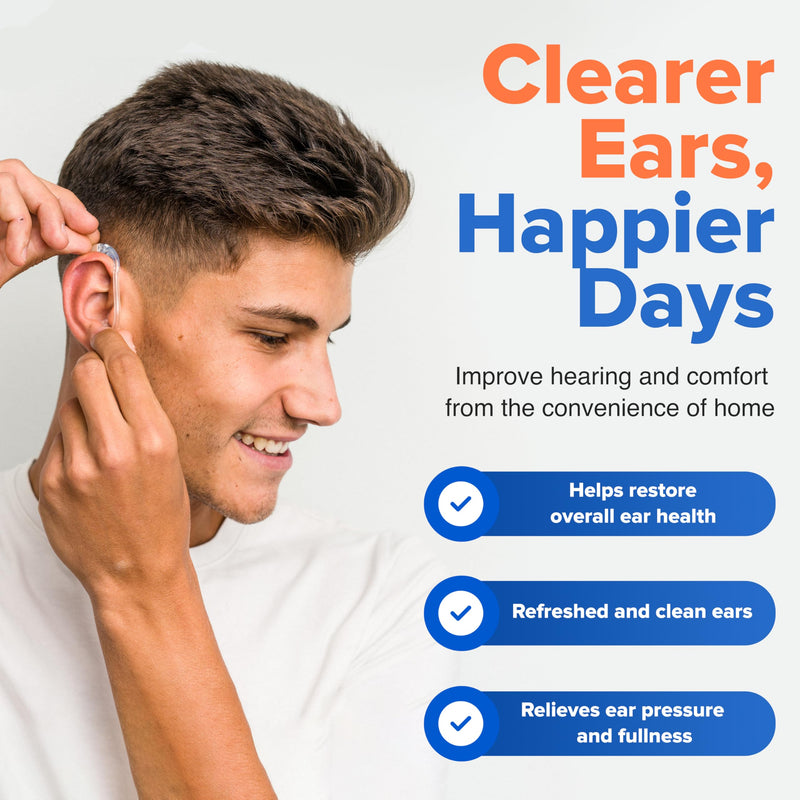 EarClearRX Flexible Tip Kit – Complete at-Home Ear Cleaning Kit for Adults & Kids - Easy-to Use Ear Cleaner - Includes Bottle Washer, Basin, 20 Disposable Tips, Microfiber Towel & Otoscope Penlight - BeesActive Australia
