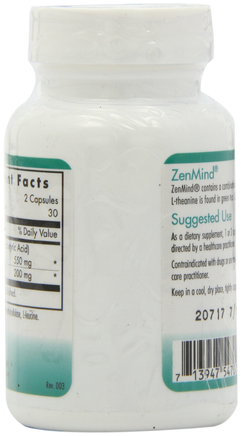 NutriCology ZenMind 550 mg GABA and 200 mg L-Theanine, 60 Capsules | Non-Drowsy GABA and L-Theanine Formula for Calmness and Relaxation Support Day or Night, 30 Servings