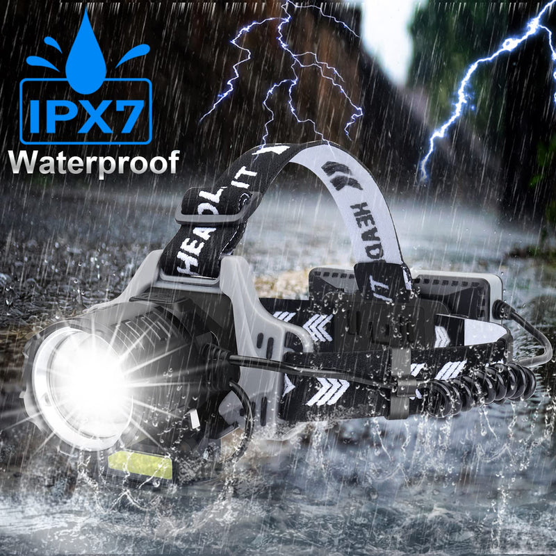 Bud K Rechargeable LED Headlamp, 1200 Lumens Super Bright Headlamp Flashlight with Motion Sensor, 8 Modes, 135°Adjustable, IPX7 Waterproof Head Lamp for Camping, Running, Climbing, Hiking Black