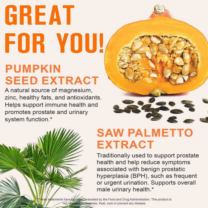 300PCS Pumpkin Seed Oil Capsules,Pumpkin Seed Extract | 2 in 1 Pumpkin Seed Oil with Saw Palmetto for Hair Growth, Cold Pressed, Support Prostate, Heart, Skin Supplement | Non-GMO | Gluten Free